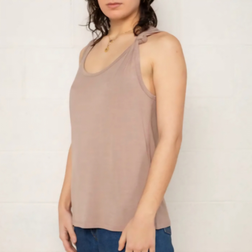 nlt Knot Shoulder Stretch Tan Tank Top Size Small (nwt) ONLY SMALL LEFT